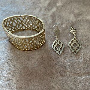 WHBM Gold/Crystal Bracelet and Earrings